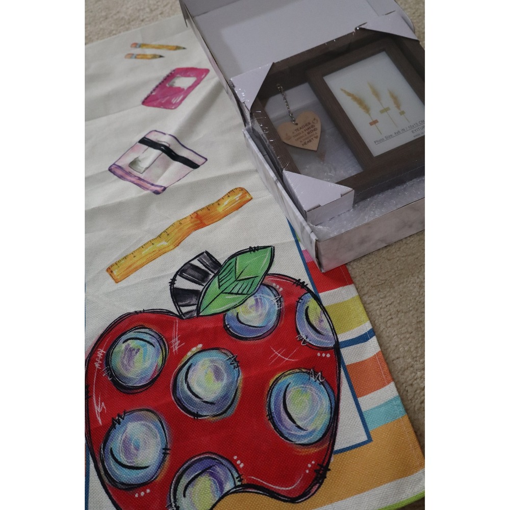 Teacher Appreciation Gift Set Picture Frame & Table Runner OS Multicolor